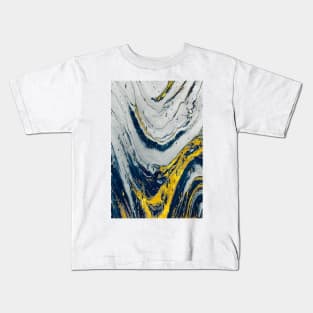 Golden and Blue Abstract Shapes 2 Kids T-Shirt